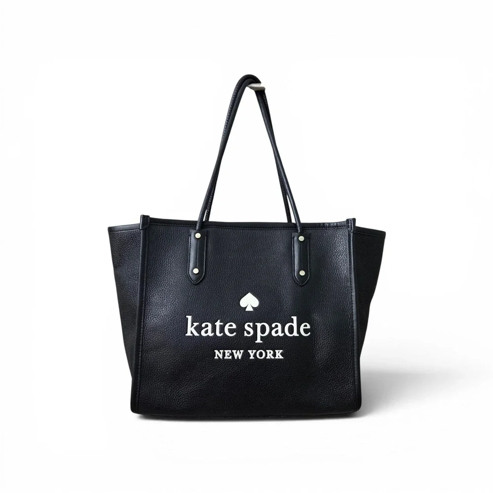 Kate Spade New‎ York Ella Black Pebbled Leather Double Handles Zipper Tote Bag